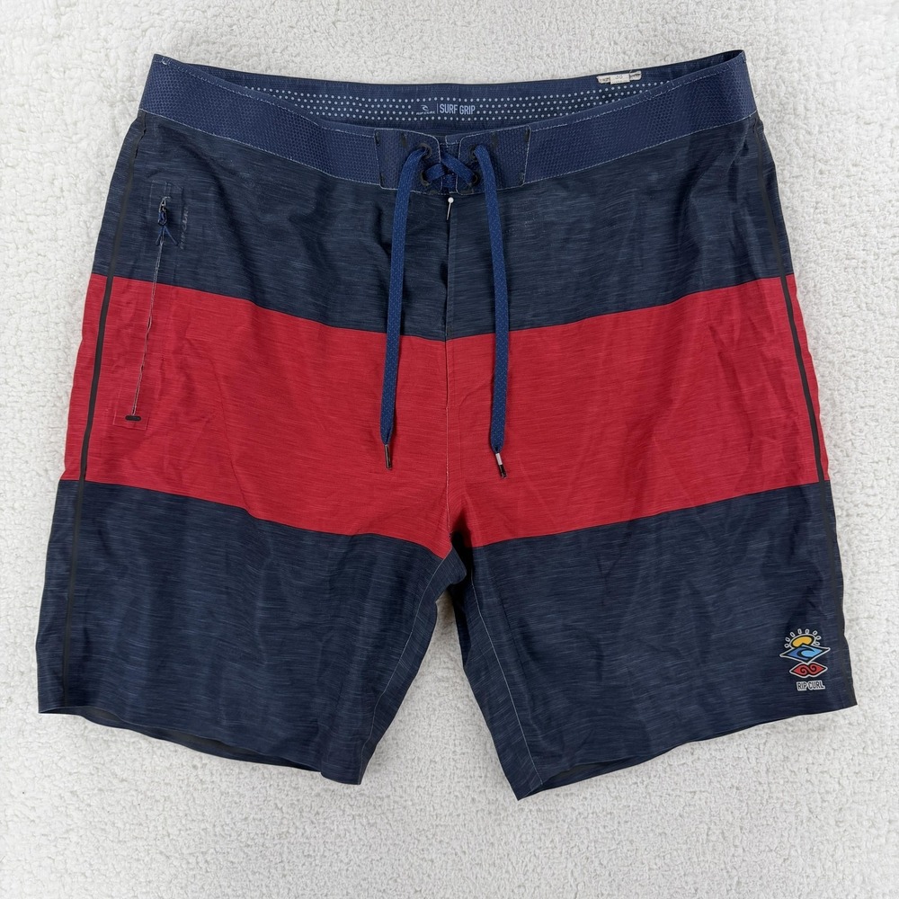 Rip Curl Board Shorts Mens‎ 38 Blue Red Colorblock Surf Swim Trunks Beach